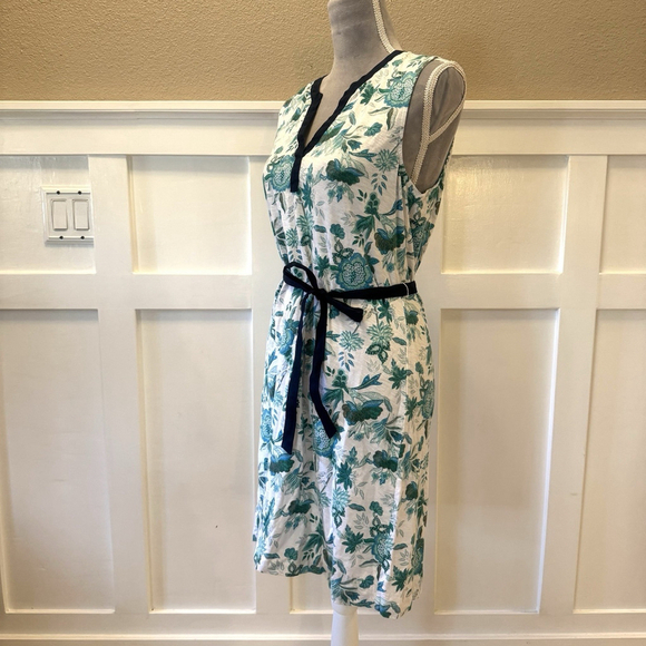 Tommy Bahama Flowers Cotton Dress Size:M Belted A Line Tank Dress Super Soft - Picture 5 of 11